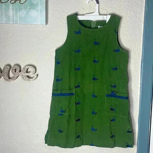 Lilly Pulitzer girl size 7 white label pibe green dress with royal blue whales